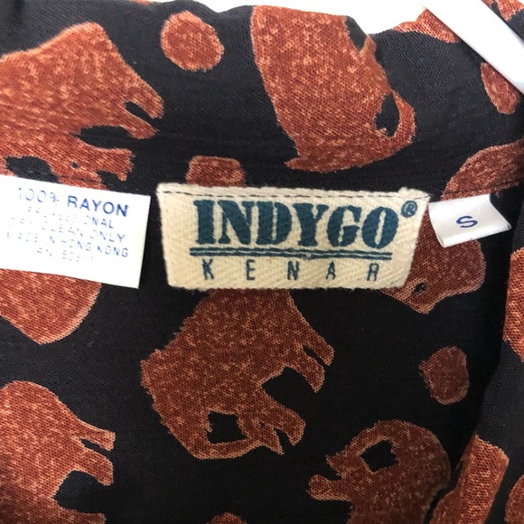 Vintage INDYGO Kenar Rayon Blouse  ELEPHANTS  Size S - Picture 2 of 2